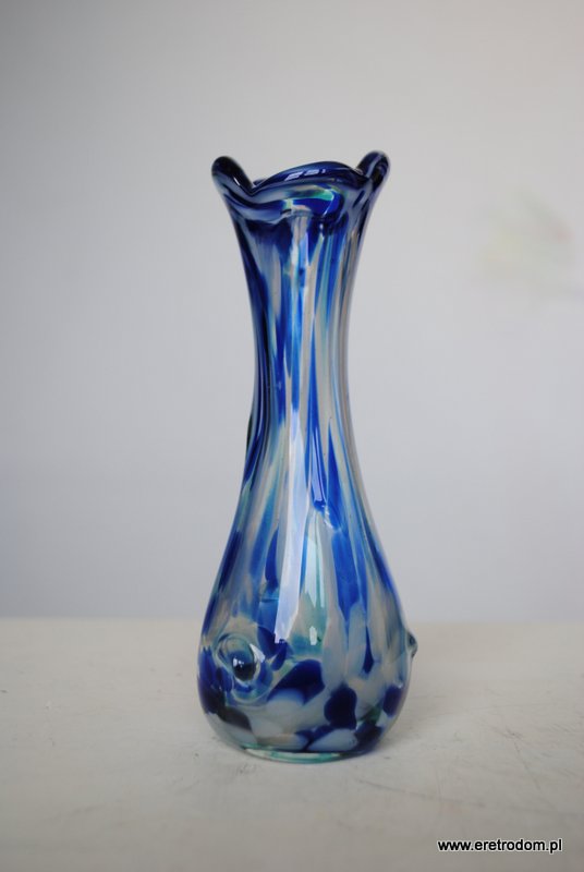 Mały kolorowy wazon ze szkła prl