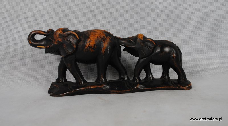 figurka słonie drewniane