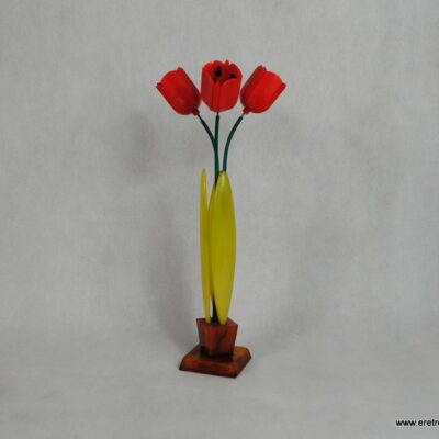 kwiaty plastik ozdoba prl tulipany