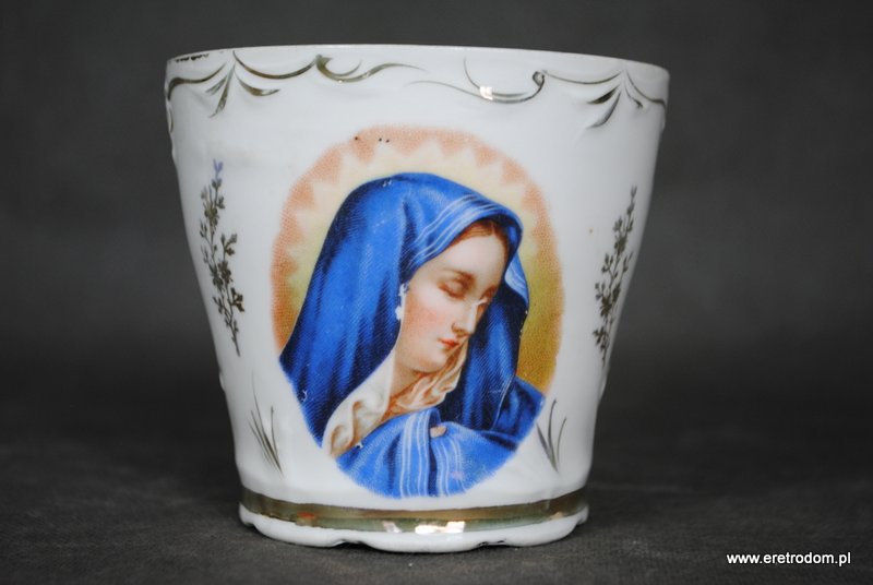 stara śląska porcelana filiżanka z Matką Boską