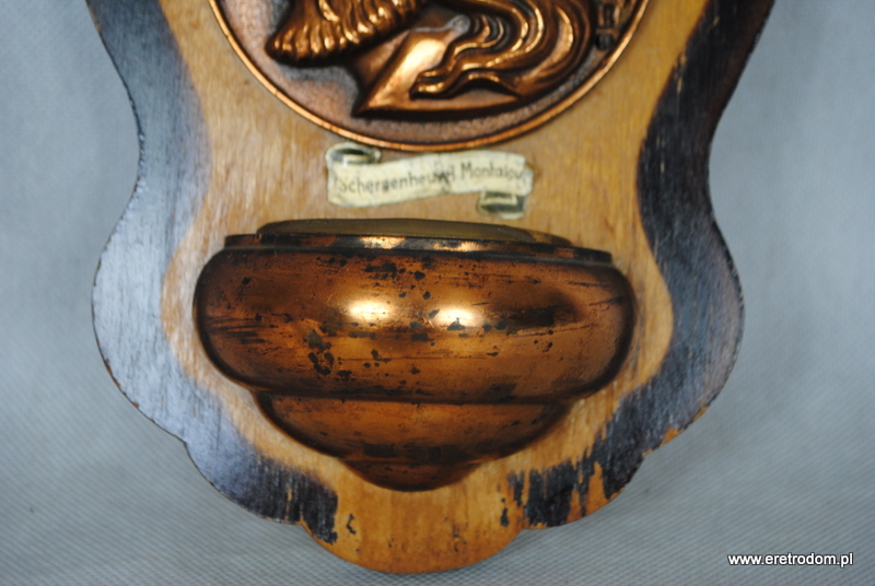 Kropielnica aspersorium wykonane z drewna i mosiądzu