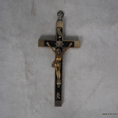 Krzyż Krucyfiks drewno i metal