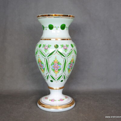 Bohemia wazon szkło dwuwarstwowe wybierane pięknie malowane 43 cm