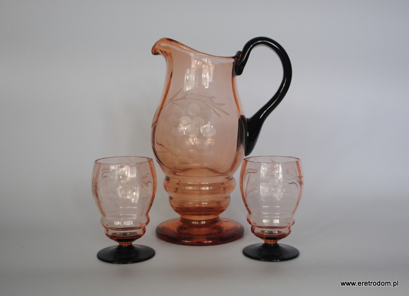 Krosno ? Zestaw dzbanek i 2 szklanki w winogrona