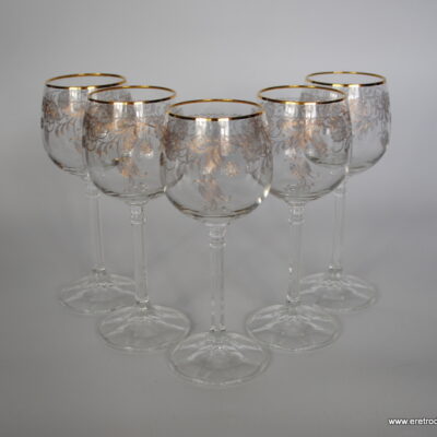 Zestaw 5 kieliszków pantograf złocony kieliszki do wina