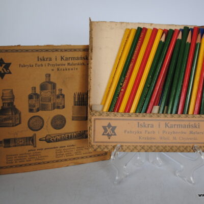 Iskra i Karmański Kraków Fabryka Farb i Przyborów Malarskich właść. M. Czyżewski zestaw ołówków + opakowanie