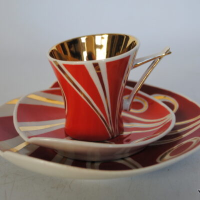 Steatyt Katowice Zygmunt Buksowicz serwis Kakadu trio filiżanka spodek talerzyk deserowy