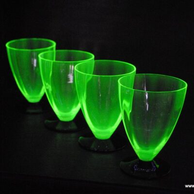 HS Hortensja? Zestaw 4 szklanki duże kieliszek szkło uranowe