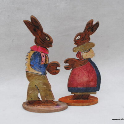 Drewniane ozdoby zające Wielkanoc zając zajączek zabawka prl