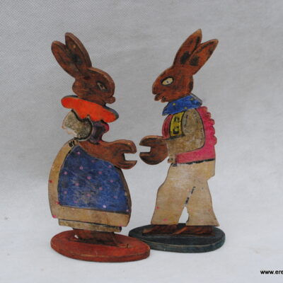 Drewniane ozdoby zające Wielkanoc zając zajączek zabawka prl