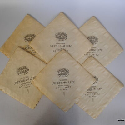 Katowice Kattowitz Reichshallen Amand Brauer zestaw 6 serwetek reklamowych serwetka