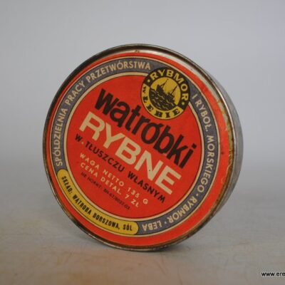 Rybmor Łeba Wątróbki rybne puszka opakowanie prl