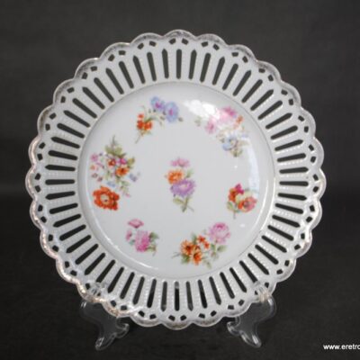 Patera talerz stara śląska porcelana ażur i kwiaty