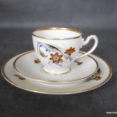 Dania malarnia Kobenhavn Porzellains Maleri trio filiżanka spodek talerzyk deserowy